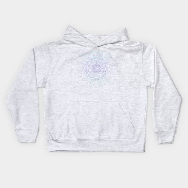 Blue, Purple and Green Tone Mandala Kids Hoodie by karenmcfarland13